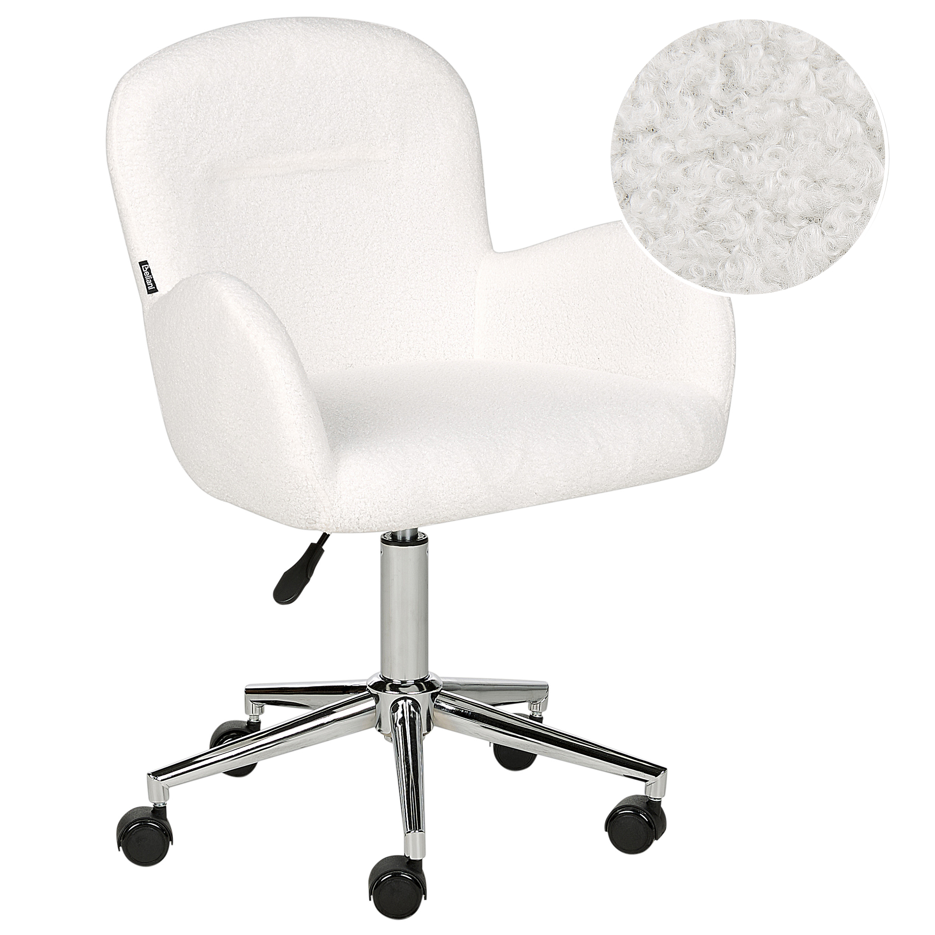 Skrivebordsstol PRIDDY Boucle Cremehvid
