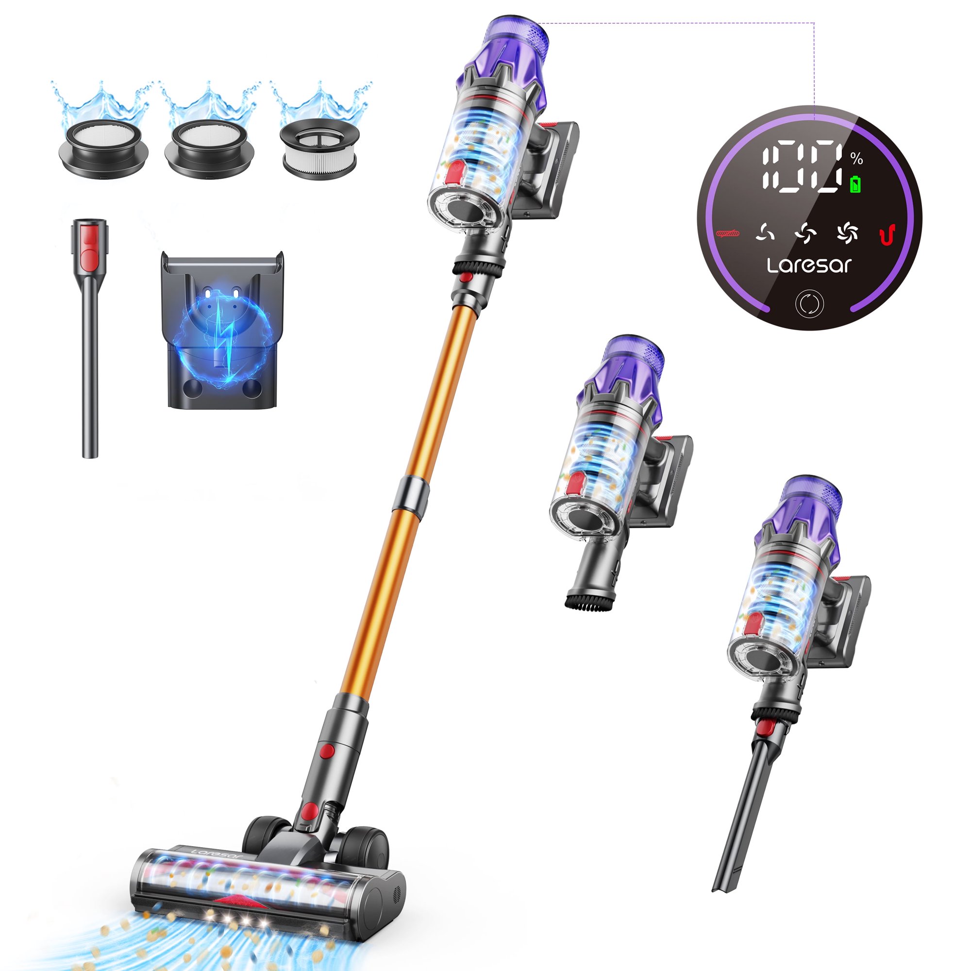 NETTLIFE ledningsfri støvsuger, 50 kPa reel sugekraft, 500 W motor, 60 minutters driftstid, premium design til kæledyr og gulve