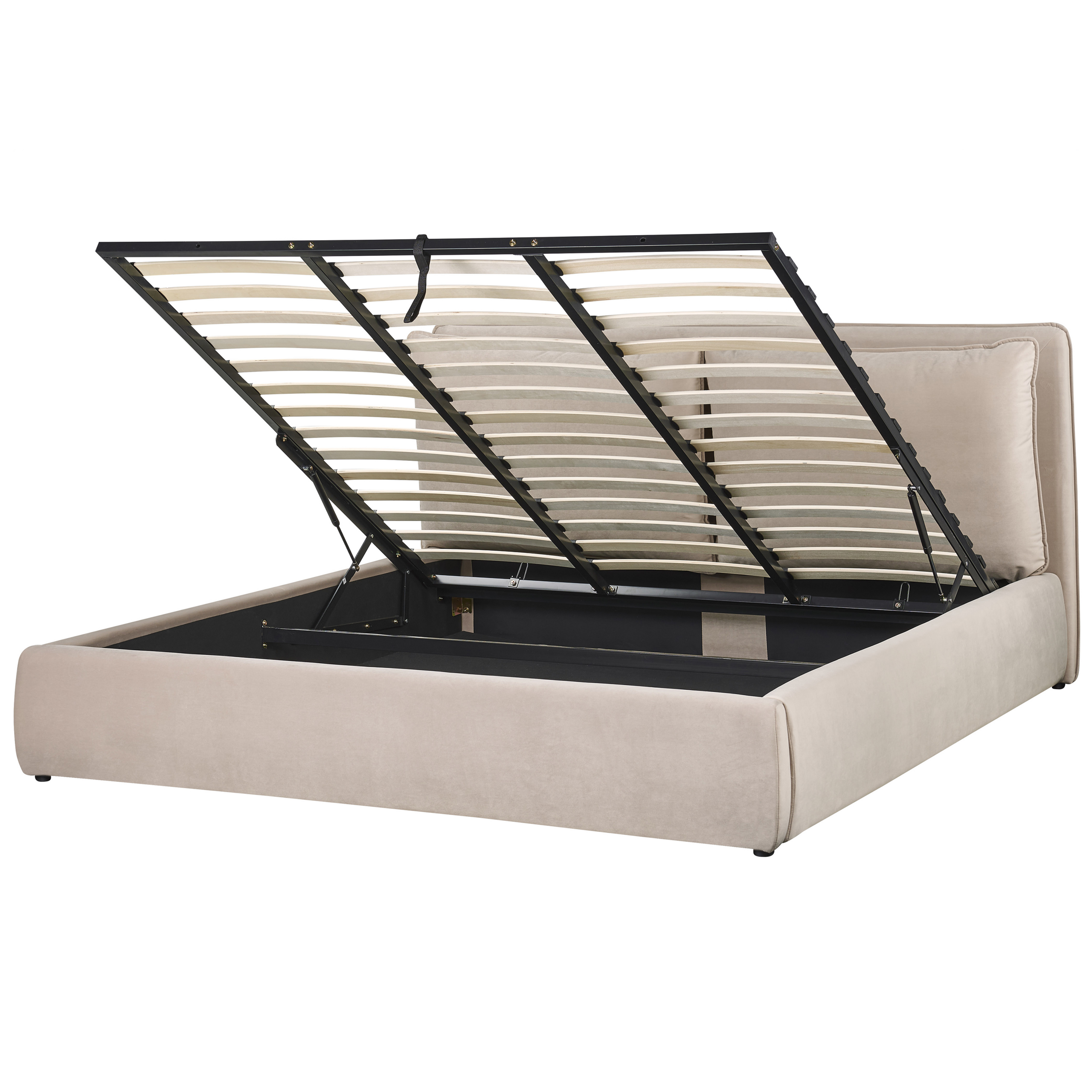 Seng med opbevaring BAJONNA Velour Beige 180 x 200 cm