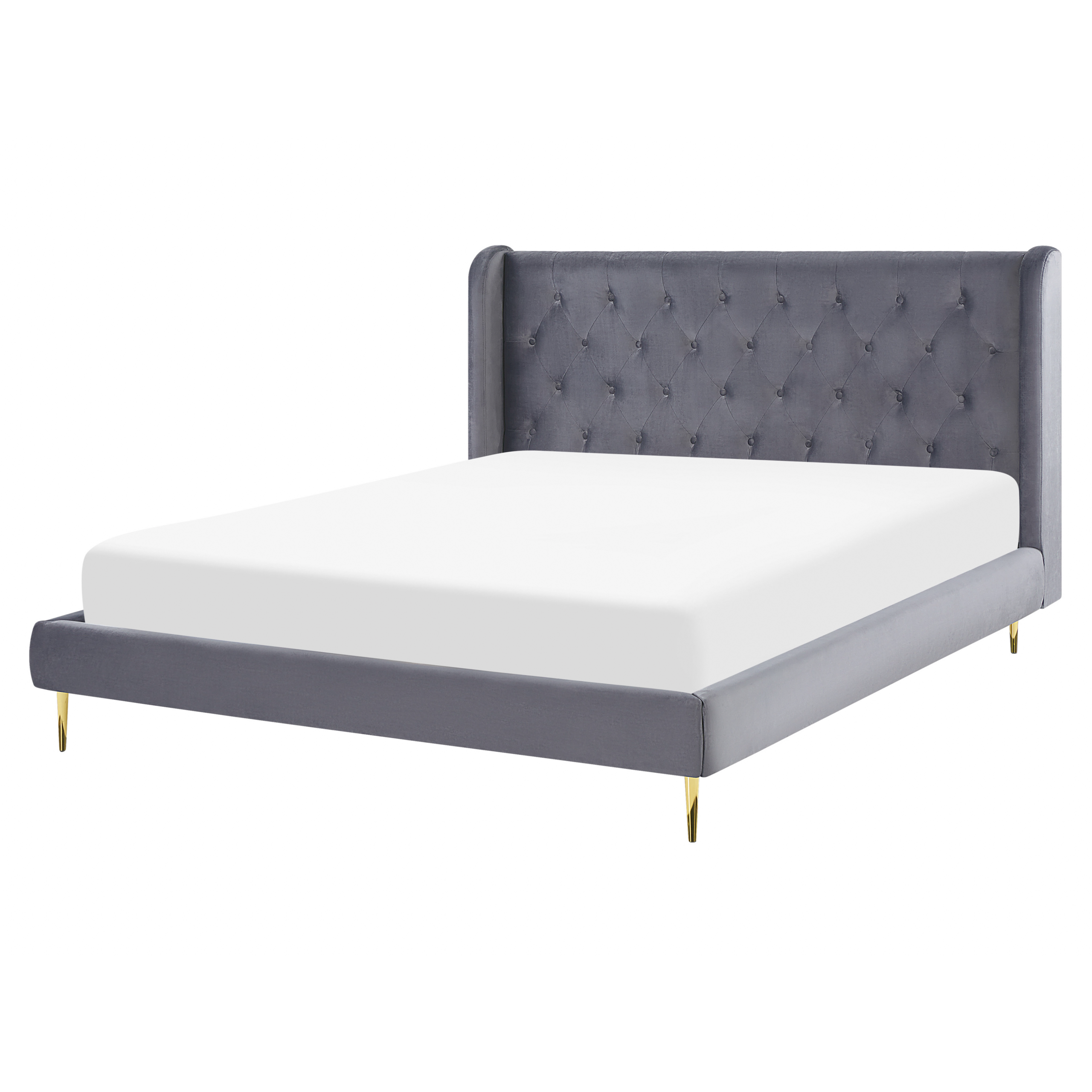 Seng Velour FORBACH 160 x 200 cm Grå