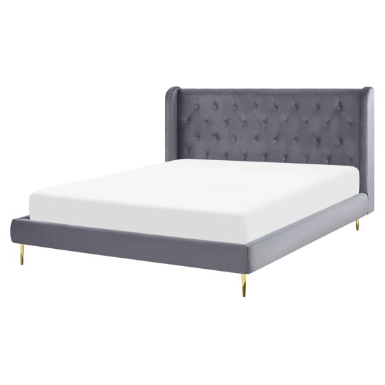 Seng Velour FORBACH 160 x 200 cm Grå