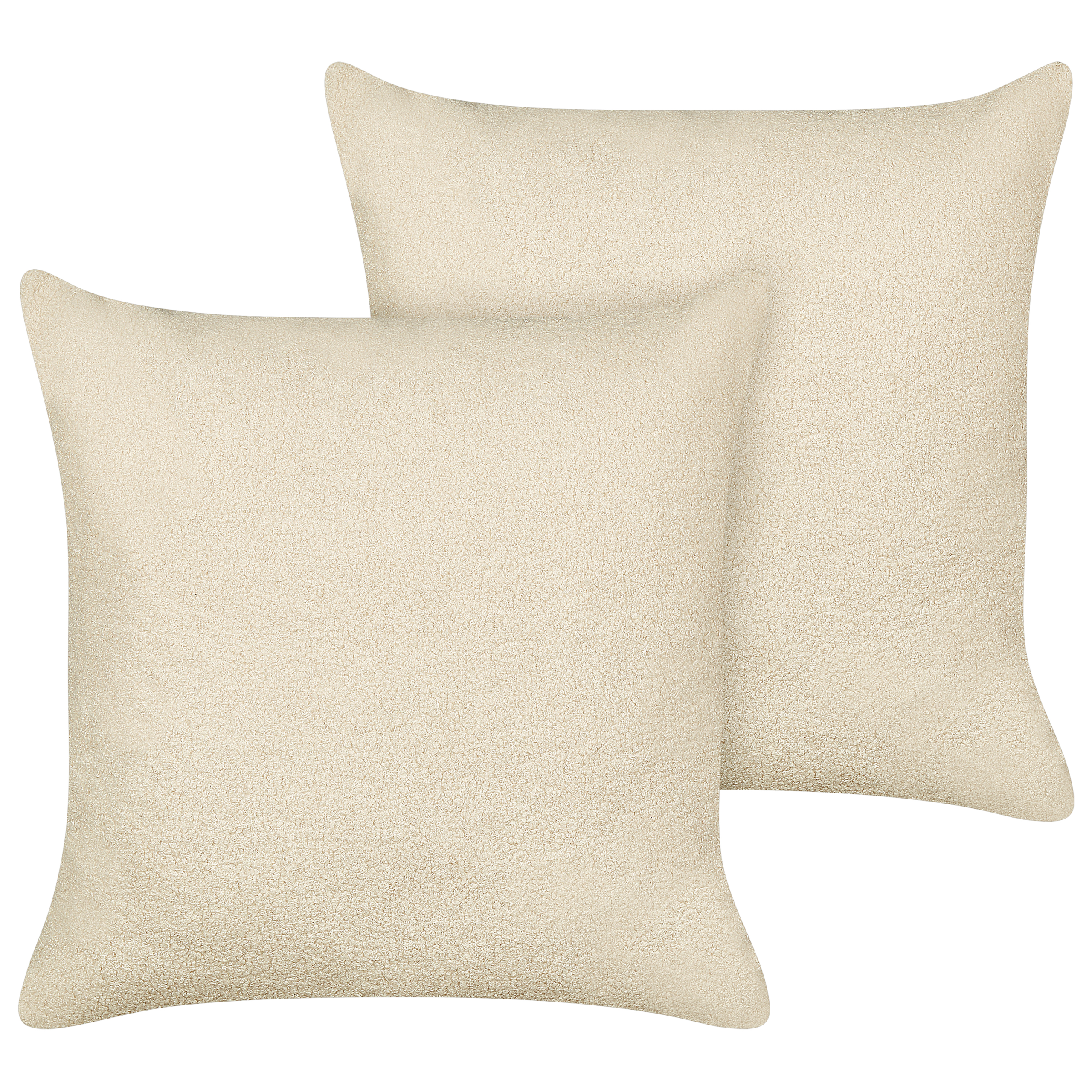 Sæt af 2 pyntepuder LEUZEA 60 x 60 cm Boucle Beige Ensfarvet
