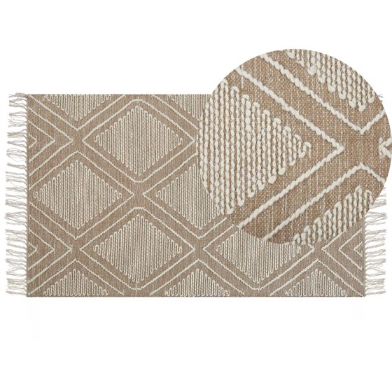 Gulvtæppe KACEM Beige 80 x 150 cm Bomuld