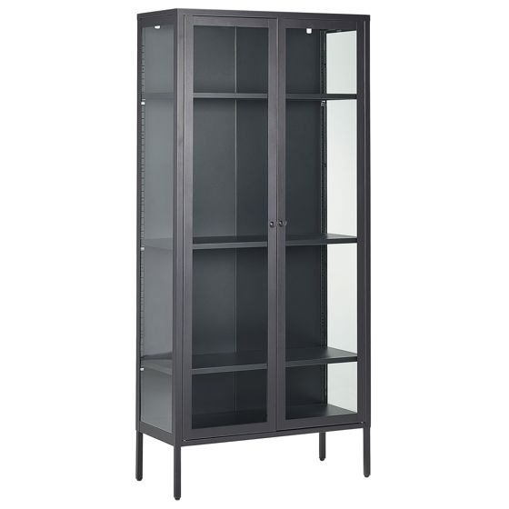 Glas vitrineskab HARTY 80 cm Metal Sort