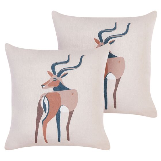 Sæt af 2 pyntepuder ABAL 45 x 45 cm Beige Dyremønster