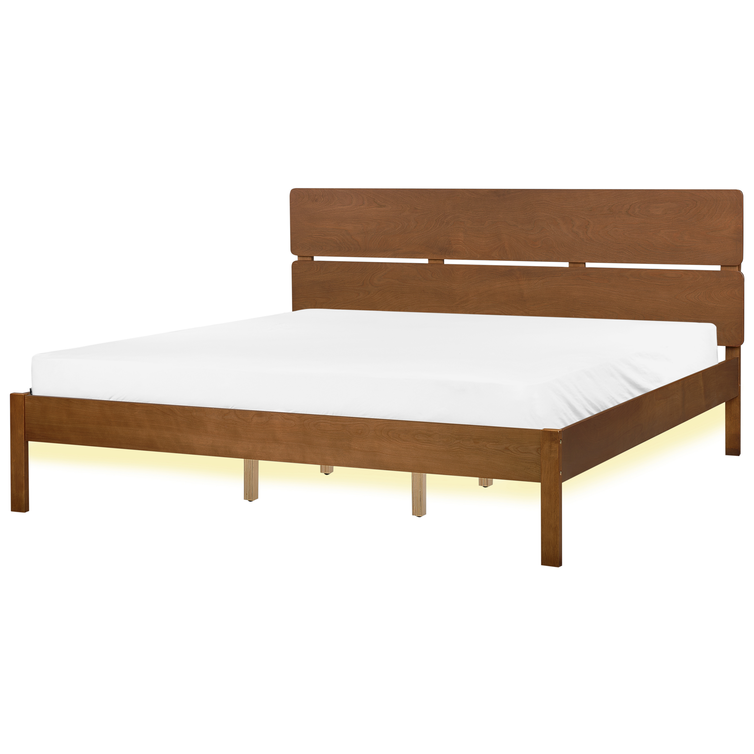 Seng med LED Træ BOISSET 180 x 200 cm Mørkebrun