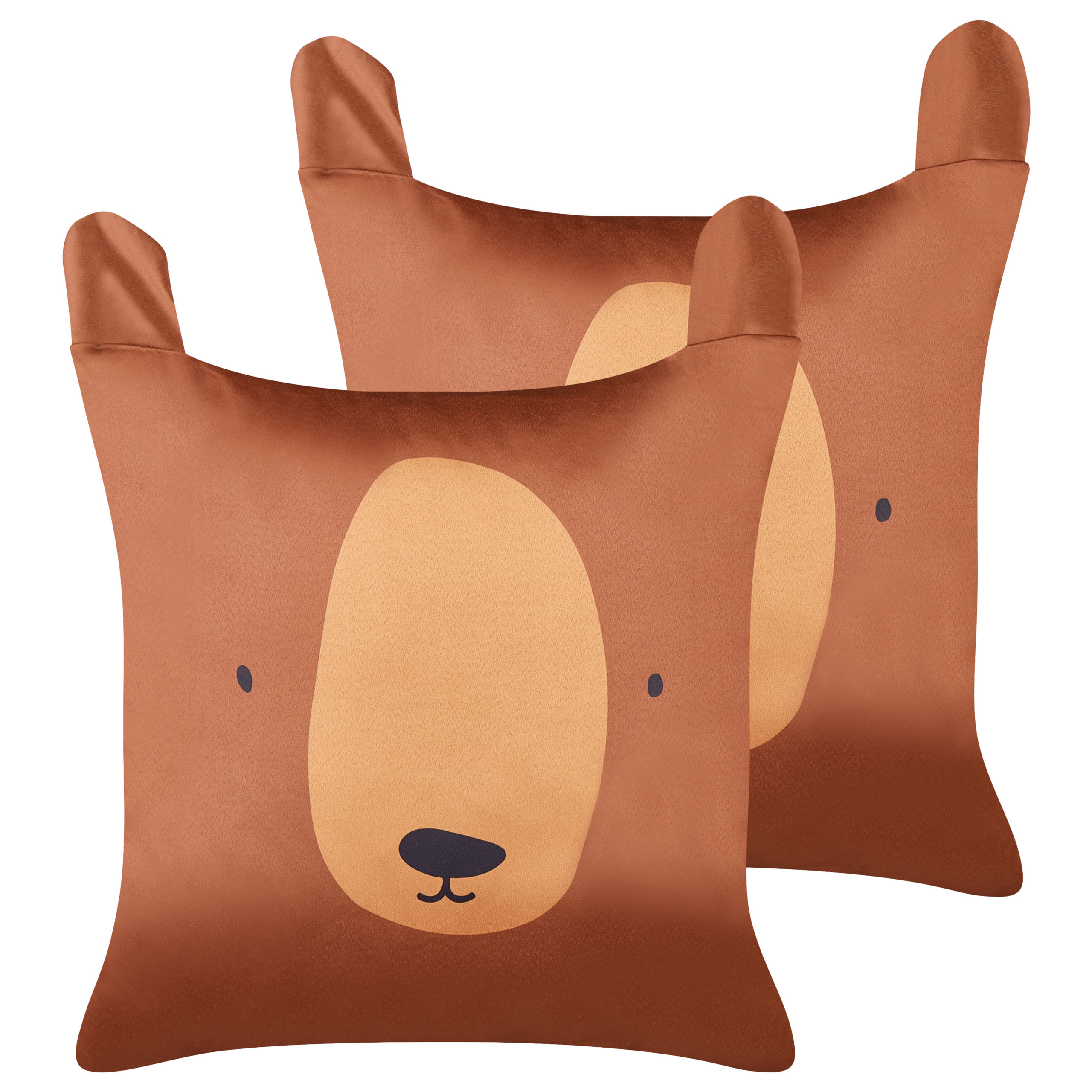 Sæt af 2 pyntepuder TEDDYBEAR 45 x 45 cm Bomuld Brun