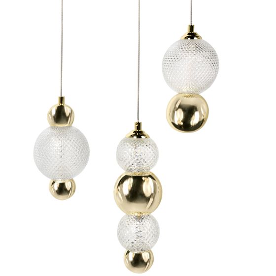 Hængelampe med 3 lys SORA LED Glas Guld