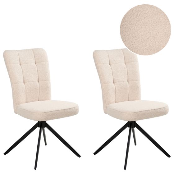 Sæt med 2 spisebordsstole RYAN Boucle Lys Beige