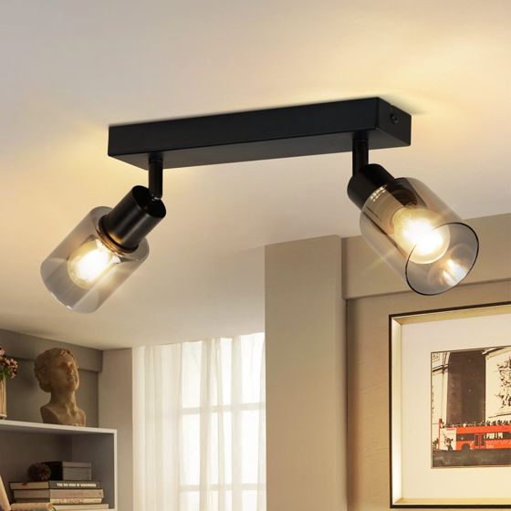 NETTLIFE - loftlampe spotlight 2 flammer sort industriel E14 loftlampe til stuen