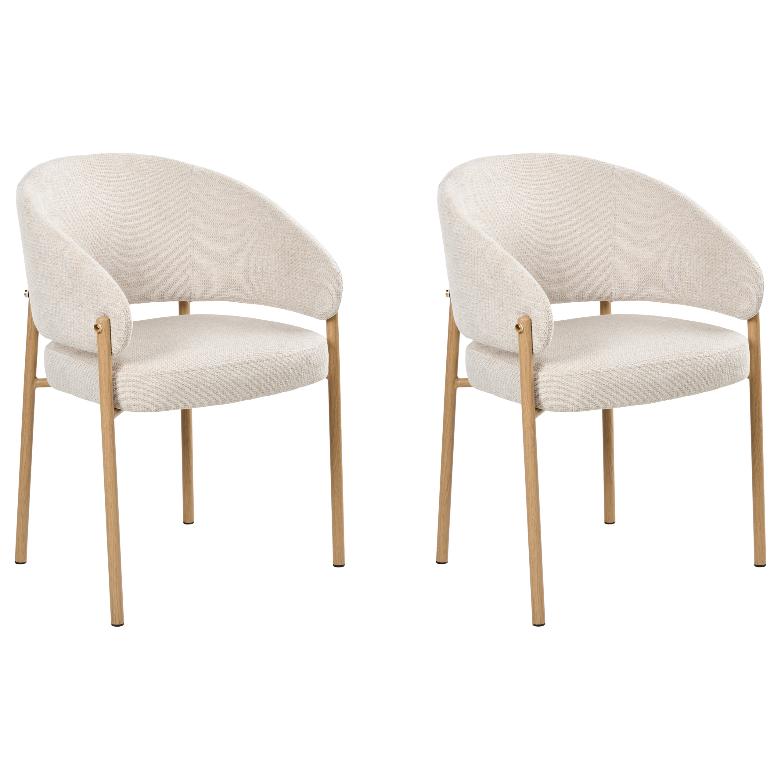 Sæt med 2 spisebordsstole ZANE Lys Beige