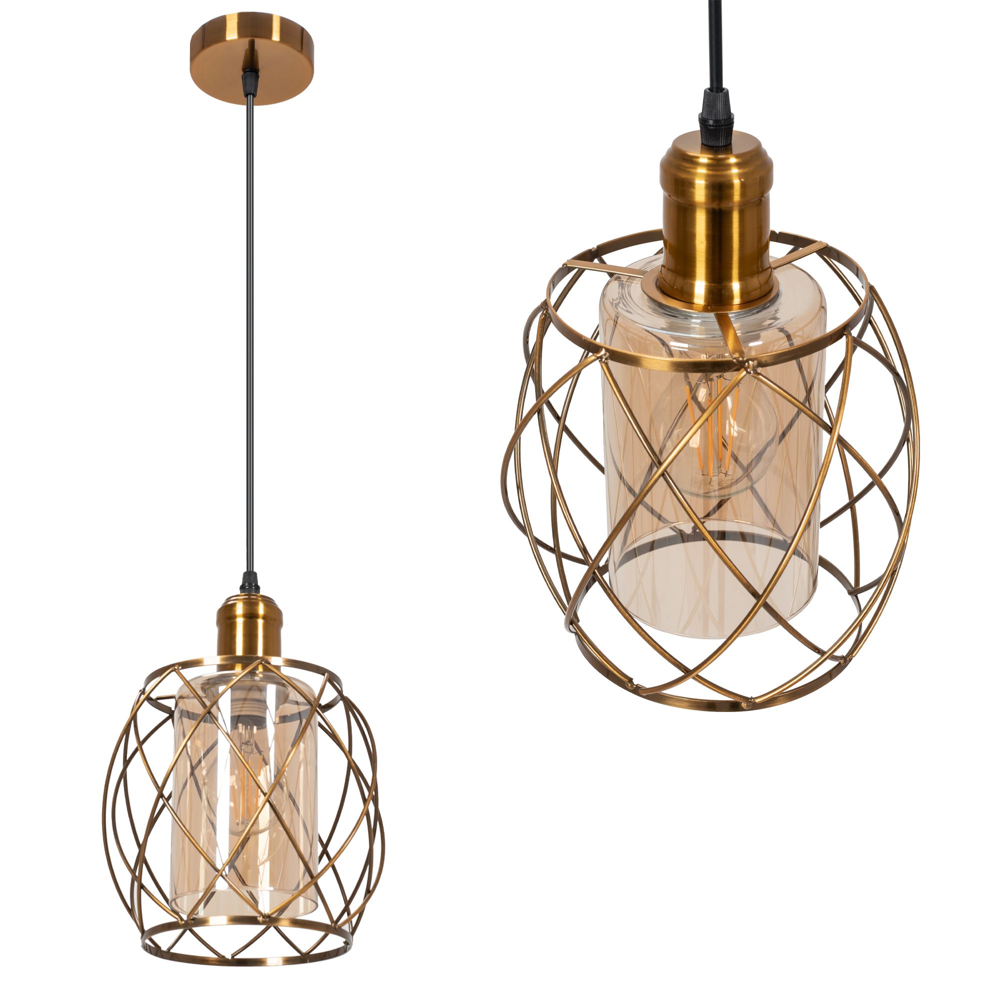 TOOLIGHT hængende loftlampe APP1129-1CP Guld 18x10x19cm