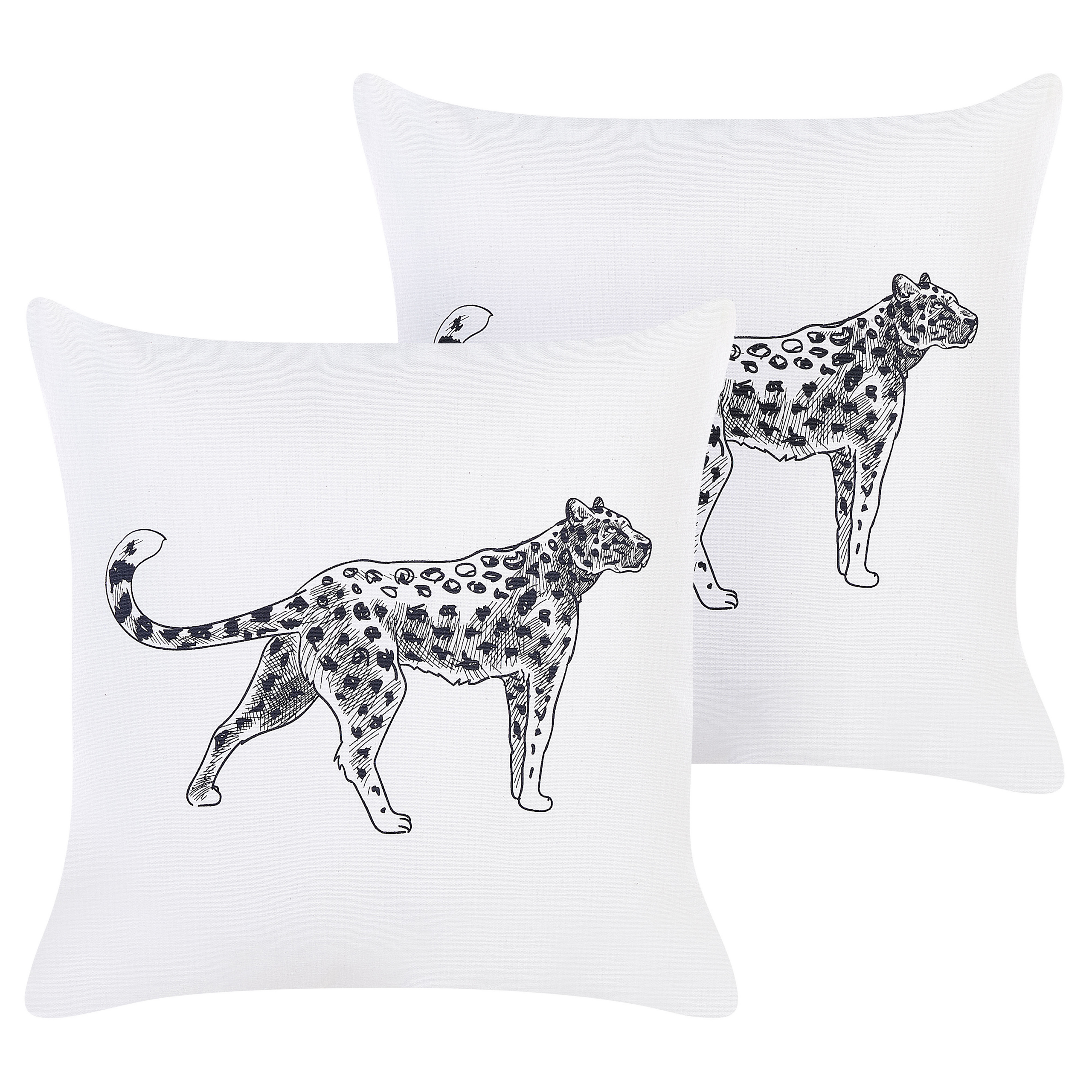 Sæt af 2 pyntepuder MARULA 45 x 45 cm Bomuld Hvid Dyremønster
