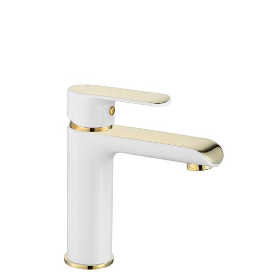 REA håndvaskarmatur MY1805-2WG BLOOM Lav Hvid/Guld, 15x4,8x17cm