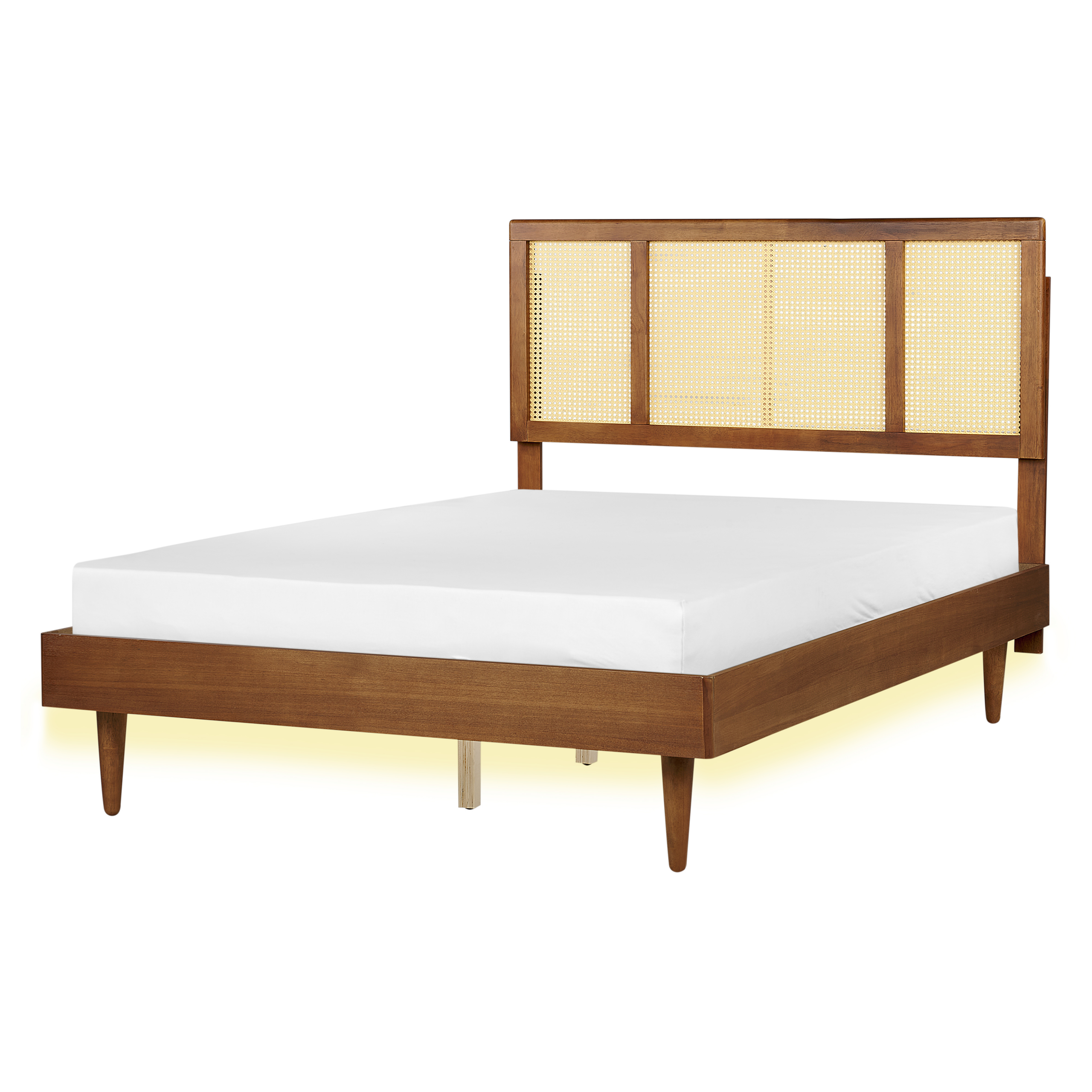 Seng med LED Rattan AURAY 140 x 200 cm Brun