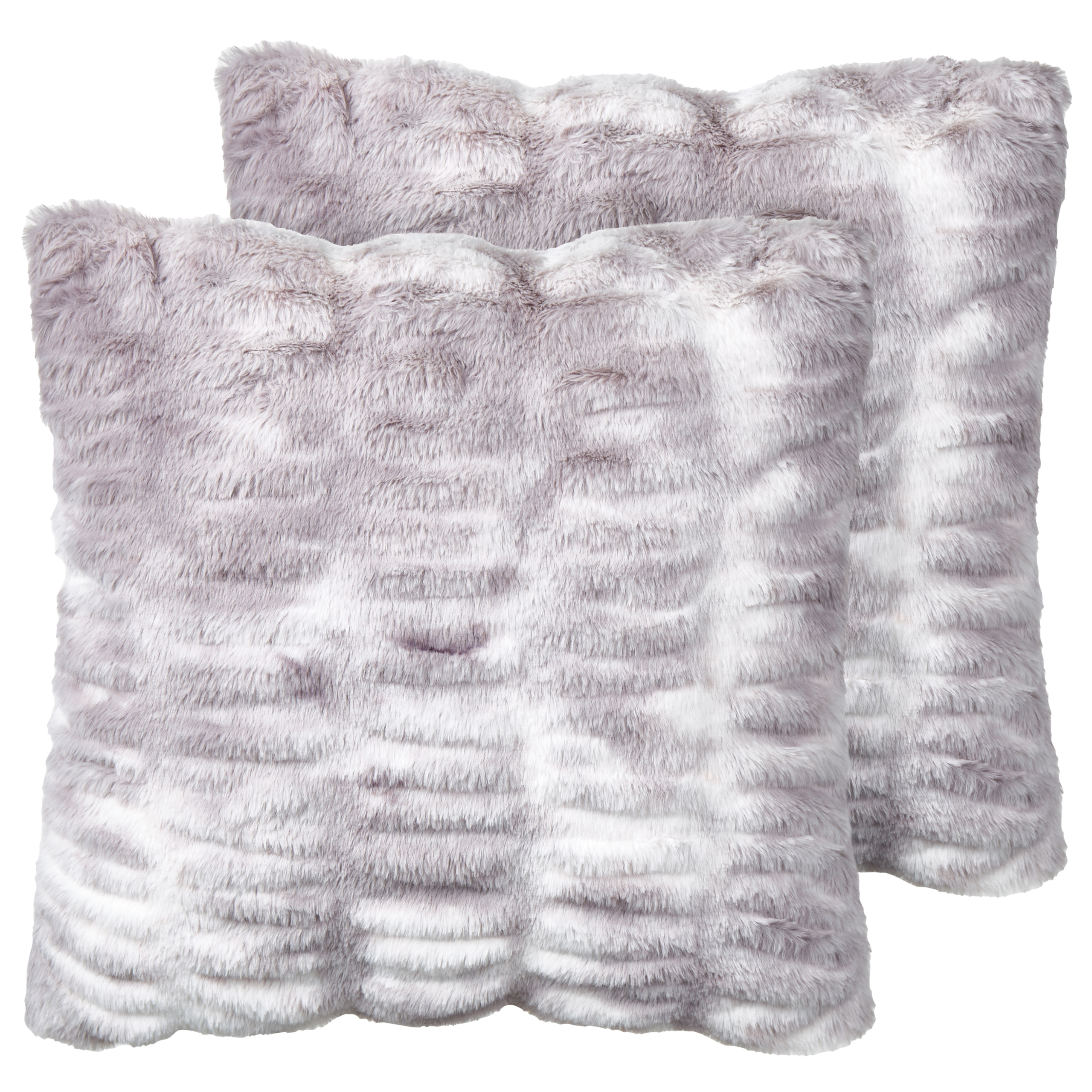 Sæt af 2 pyntepuder MACODES 45 x 45 cm Kunstig pels Lysegrå Ensfarvet