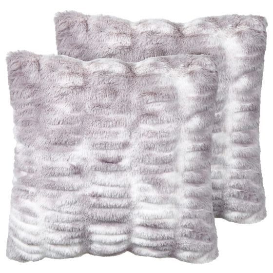 Sæt af 2 pyntepuder MACODES 45 x 45 cm Kunstig pels Lysegrå Ensfarvet