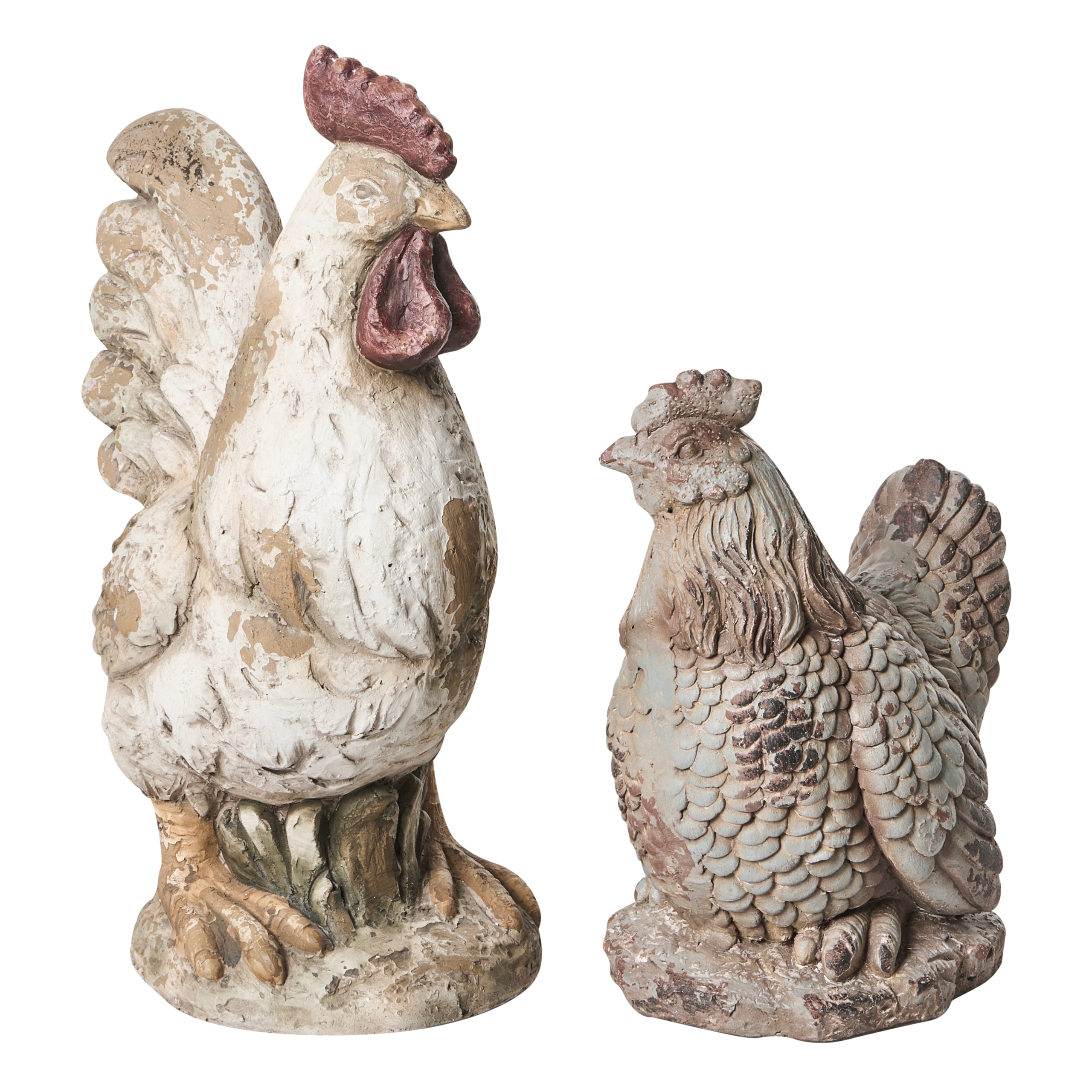 Sæt af 2 havestatuer SPECCHIA Kylling Beige