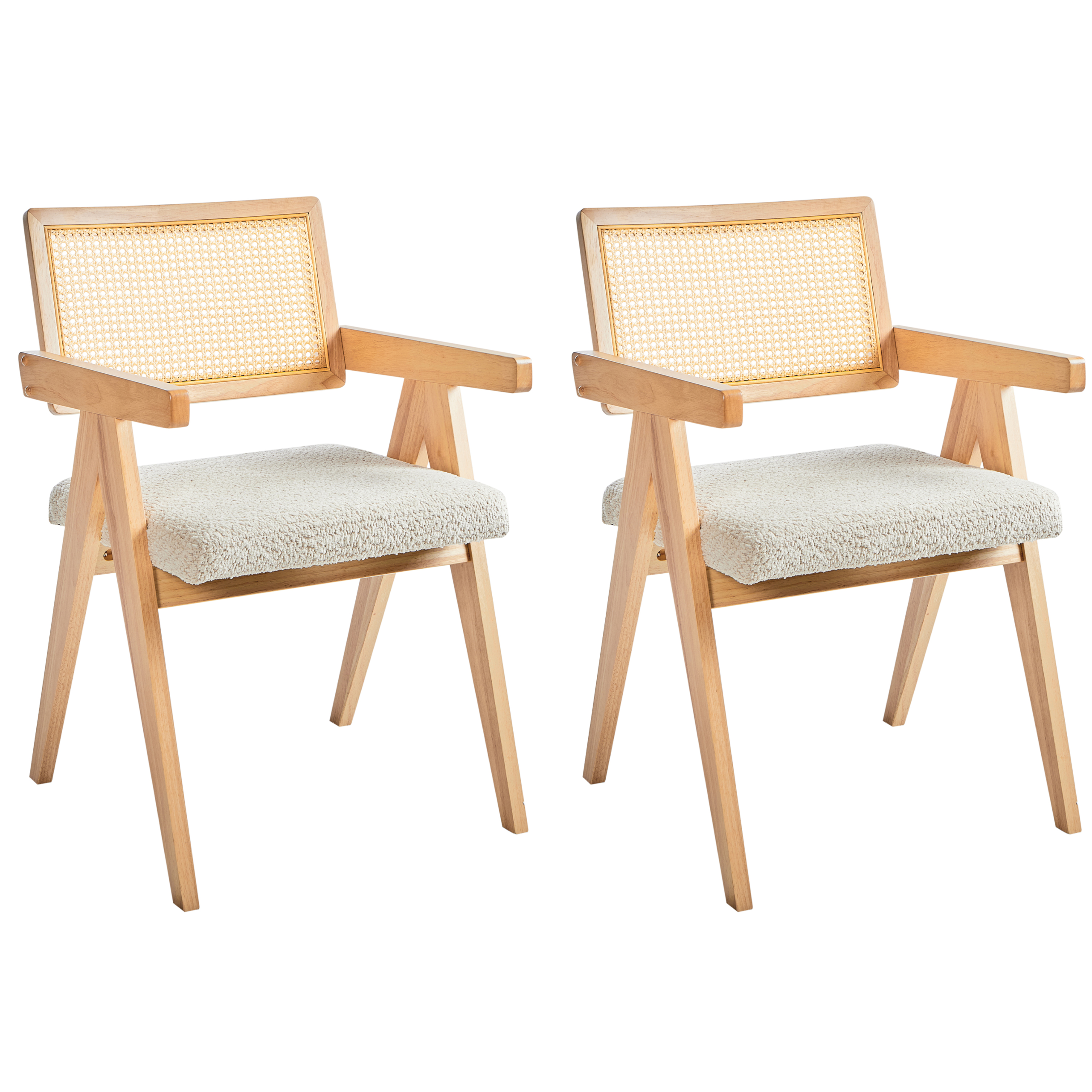 Sæt med 2 spisebordsstole AVA Træ Lysebrun/beige