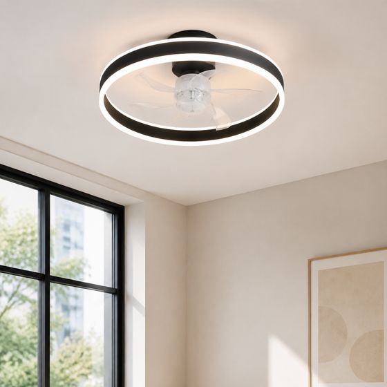 NETTLIFECeilingventilator med belysning, 34W, 40cm, støjsvag, dæmpbar, 3 farvetemperaturer og 6 hastigheder med fjernbetjening