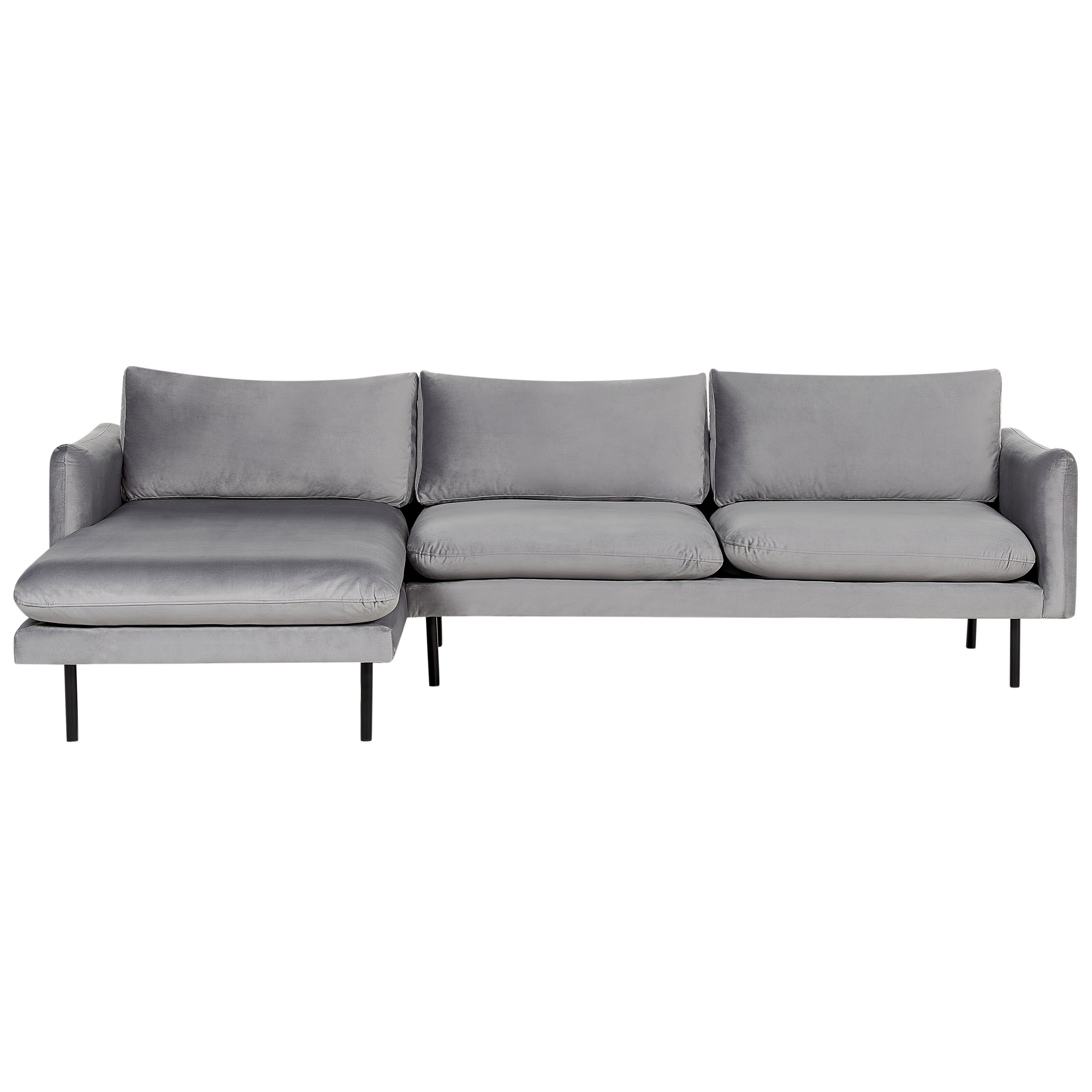 Hjørnesofa 4 personers VINTERBRO Velour Grå Højrevendt
