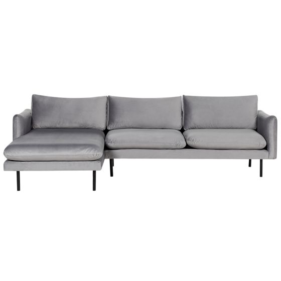 Hjørnesofa 4 personers VINTERBRO Velour Grå Højrevendt