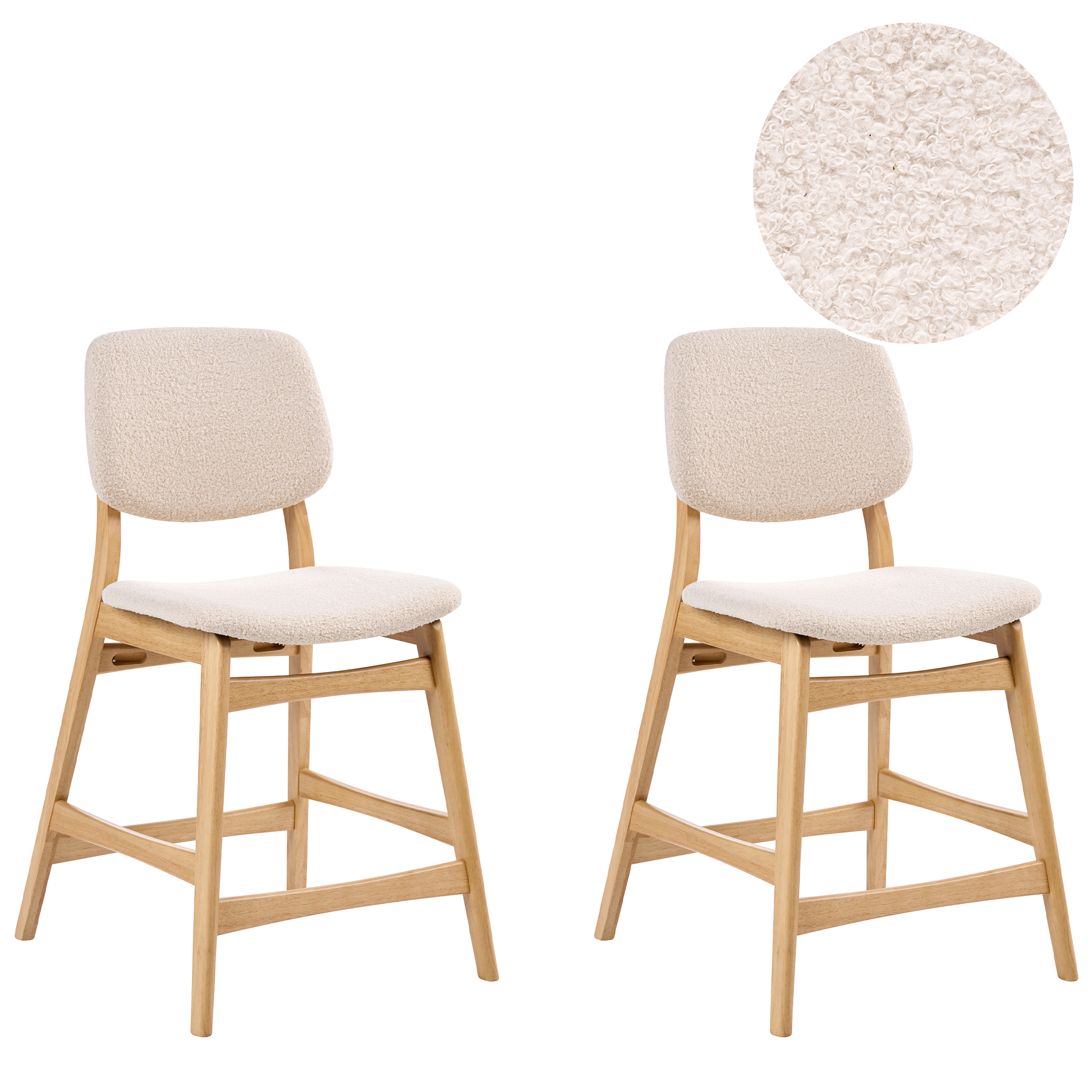 Sæt med 2 barstole ELAINE Boucle Lysebrun/beige