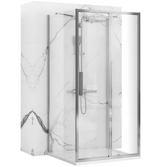 REA brusekabine til vægplacering RAPID SLIDE 100x80 Krom, 100x80x195cm