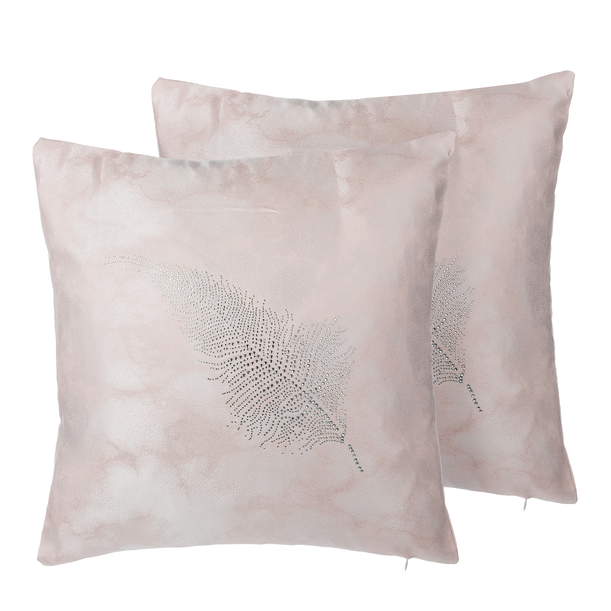 Sæt af 2 pyntepuder SILENE 45 x 45 cm Lyserød Plante mønster