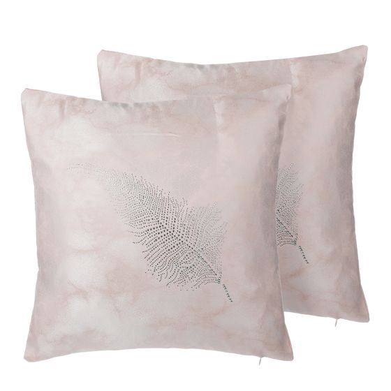 Sæt af 2 pyntepuder SILENE 45 x 45 cm Lyserød Plante mønster