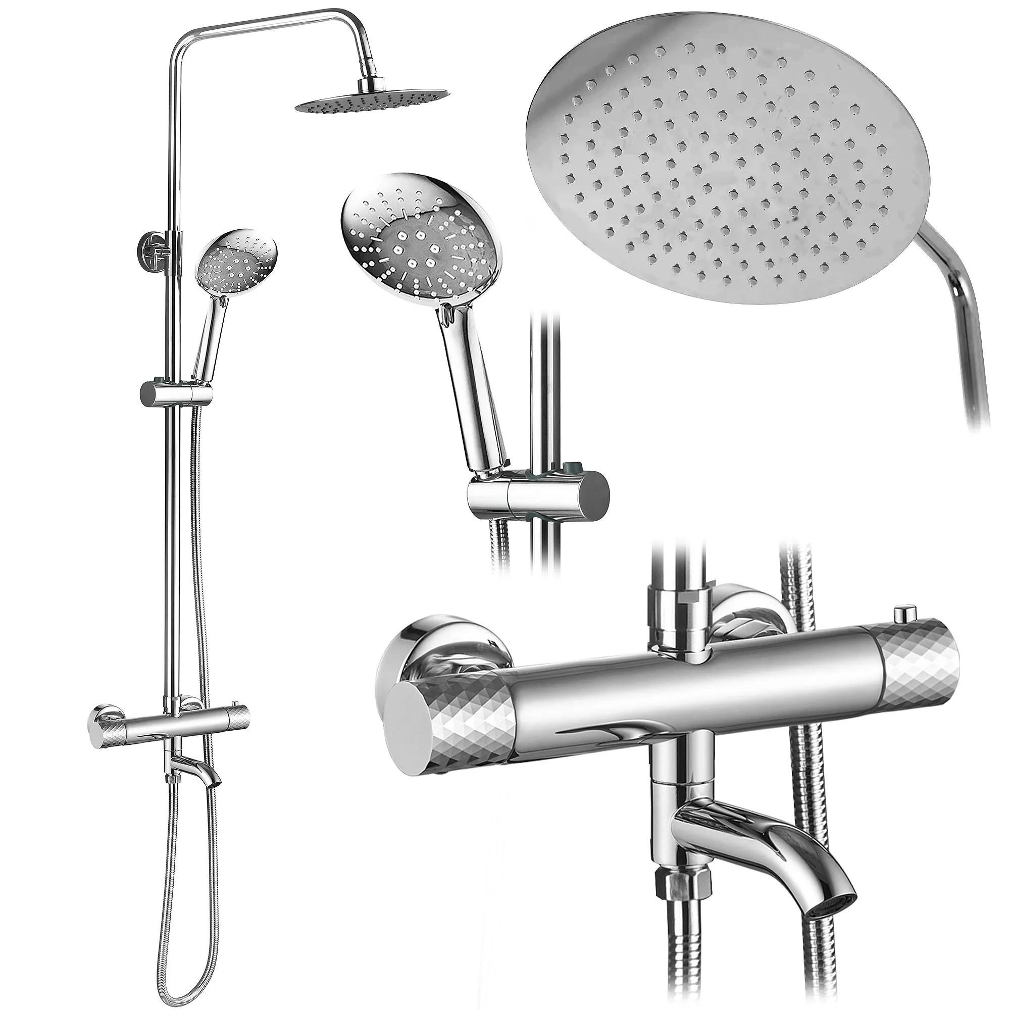 REA brusesæt Lungo Diamond , Krom, 5x15x117cm