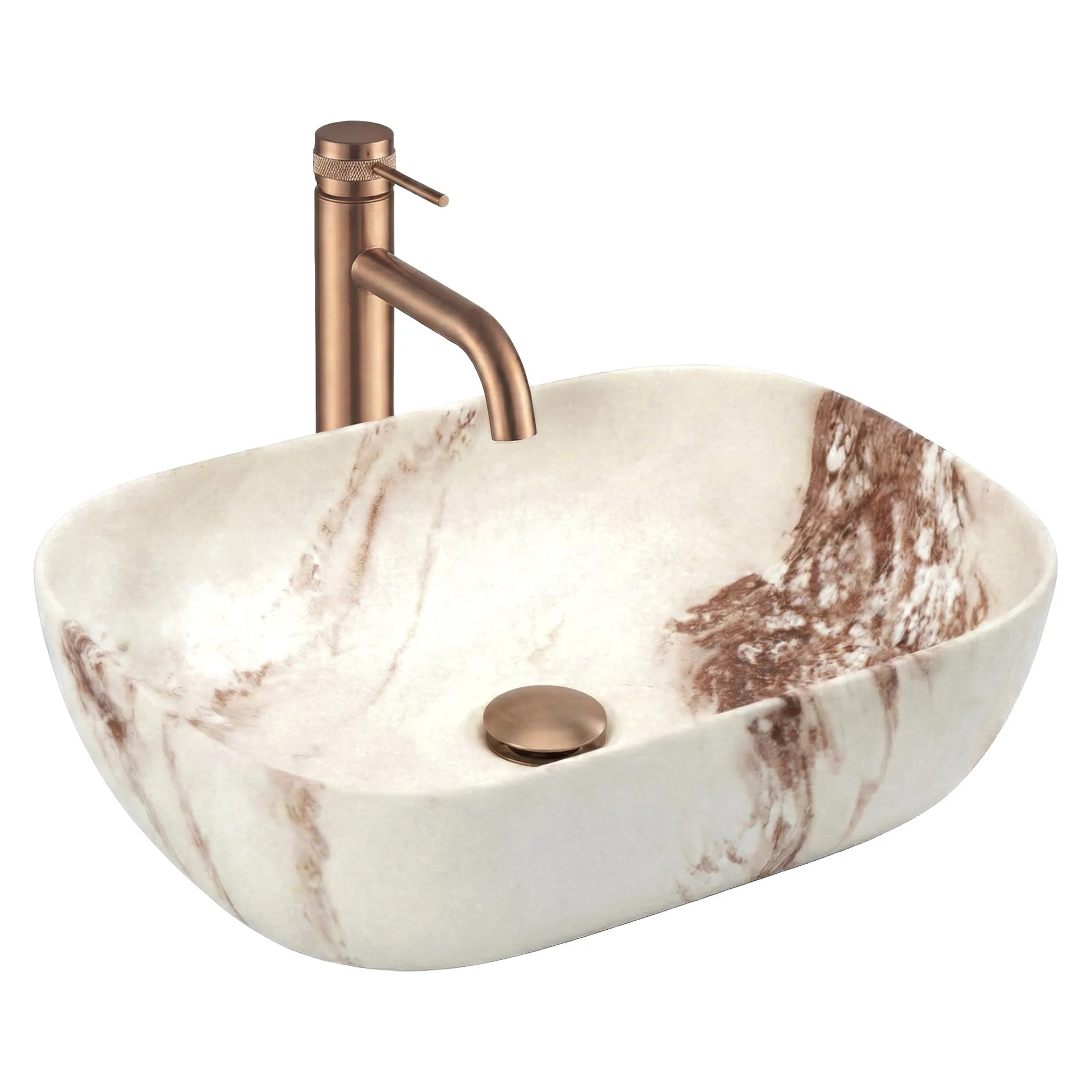 REA bordmonteret håndvask Belinda Marrone Matt , Beige, 46,5x33x13,5cm