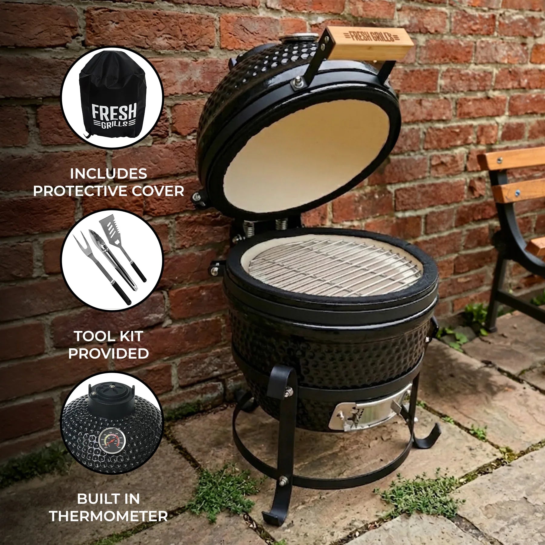 Kamado BBQ-grill – 13 tommer