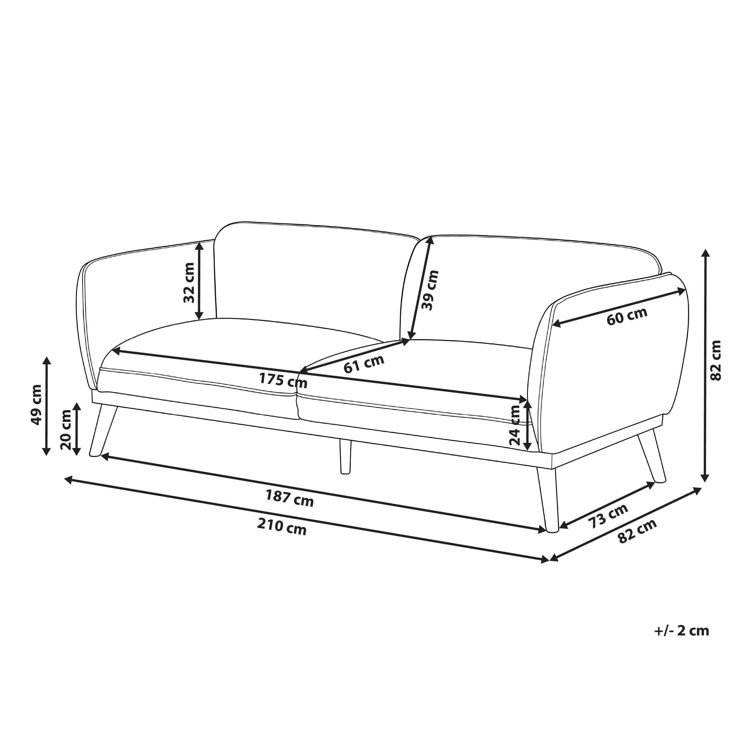 Sofa 3 personers LJUNG Boucle Lys Beige
