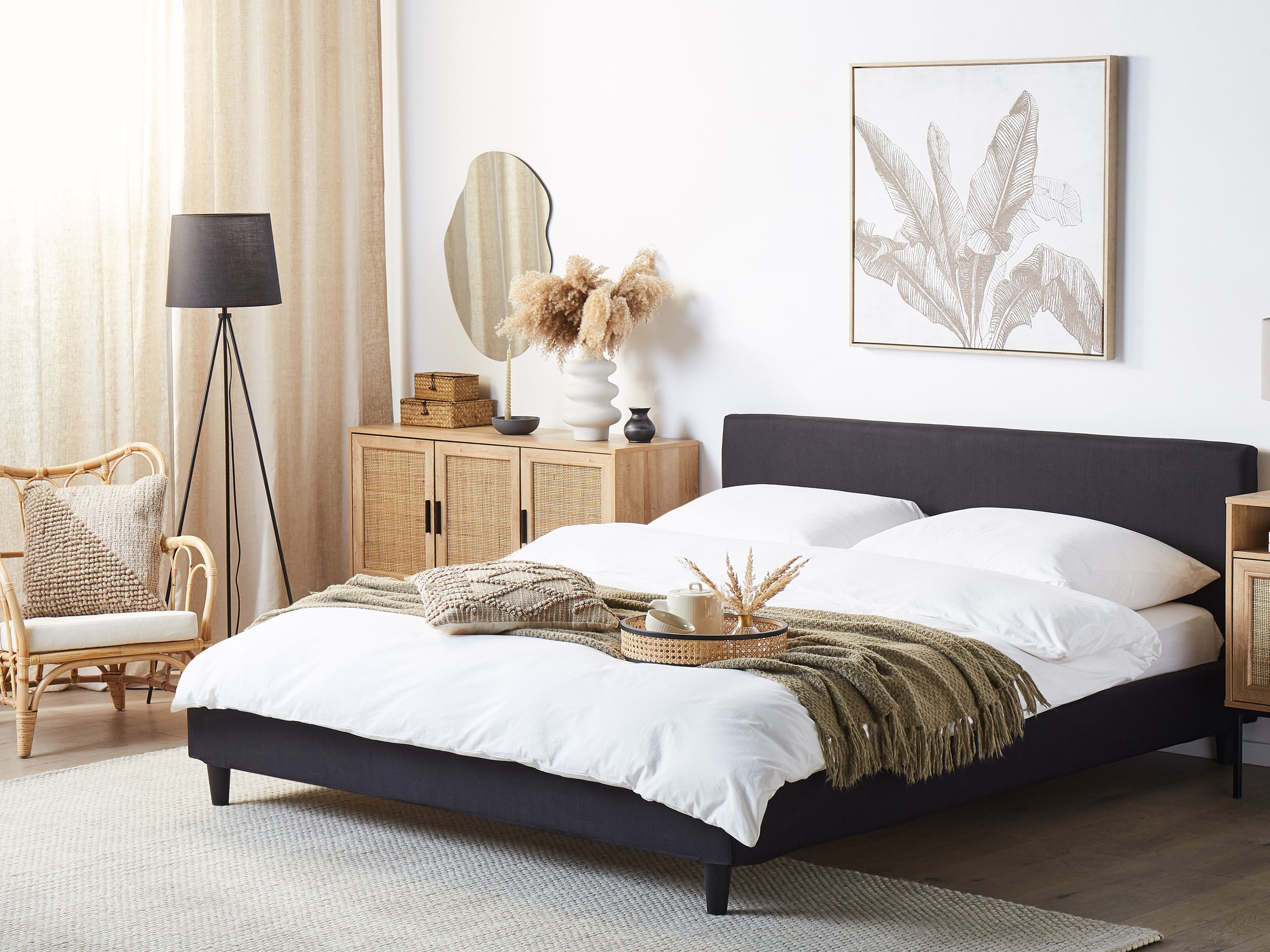 Seng med LED FITOU 180 x 200 cm Sort