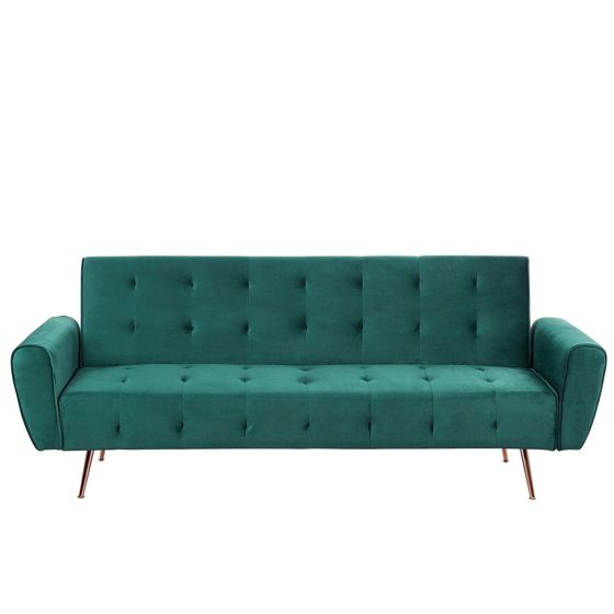 Sovesofa 3 personers SELNES Velour Smaragdgrøn