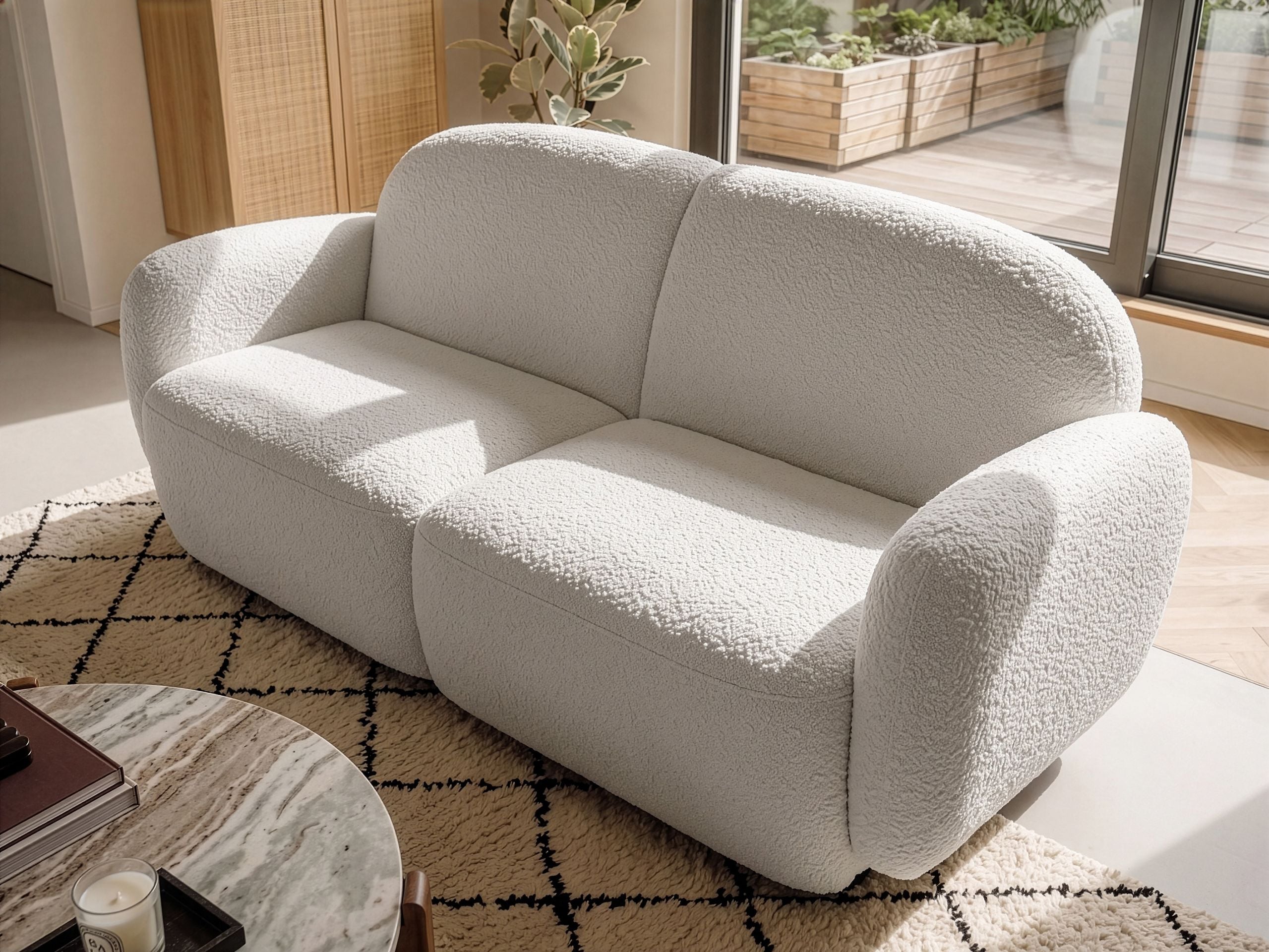 Sofa 3 personers JULE Boucle Cremehvid