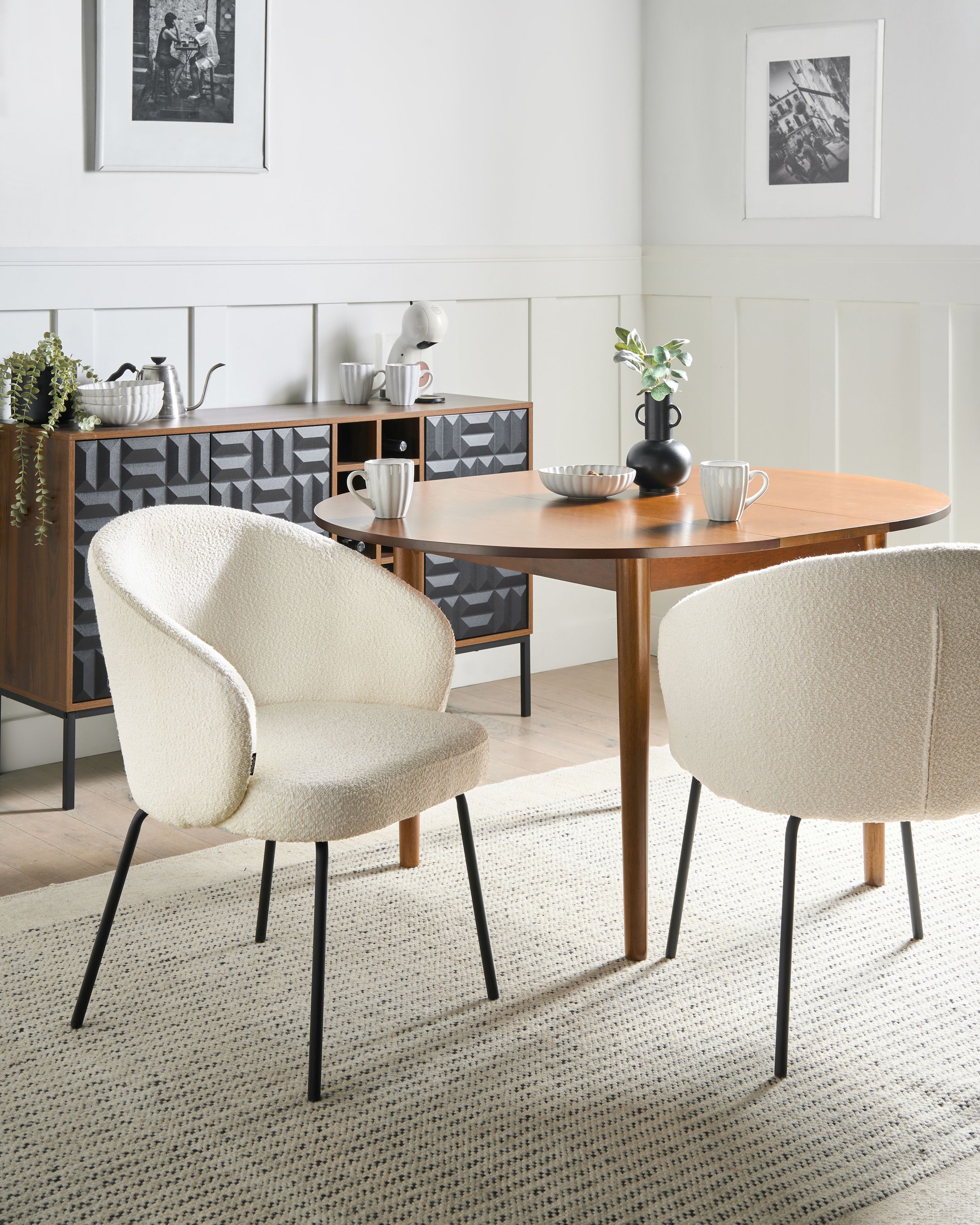 Sæt med 2 spisebordsstole LUDDEN Boucle Lys Beige