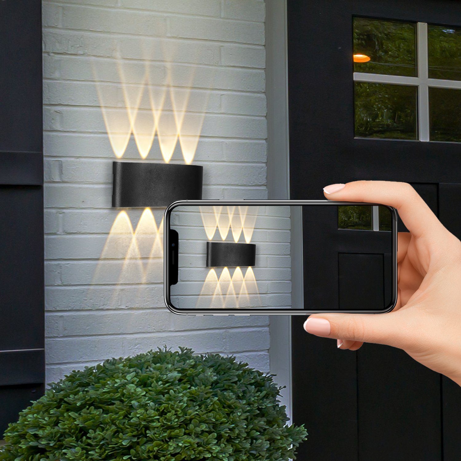 NETTLIFE LED - væglampe, til indendørs brug: 2 stk., sort, udendørs væglamper, op og ned, 7W, IP65