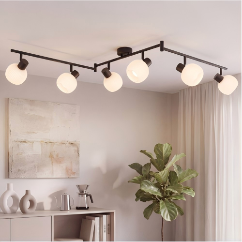 NETTLIFE hvid loftspotlight E14 6-flammende loftslampe til indendørs brug med justerbar glasskærm