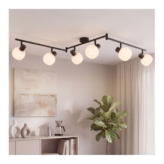 NETTLIFE hvid loftspotlight E14 6-flammende loftslampe til indendørs brug med justerbar glasskærm