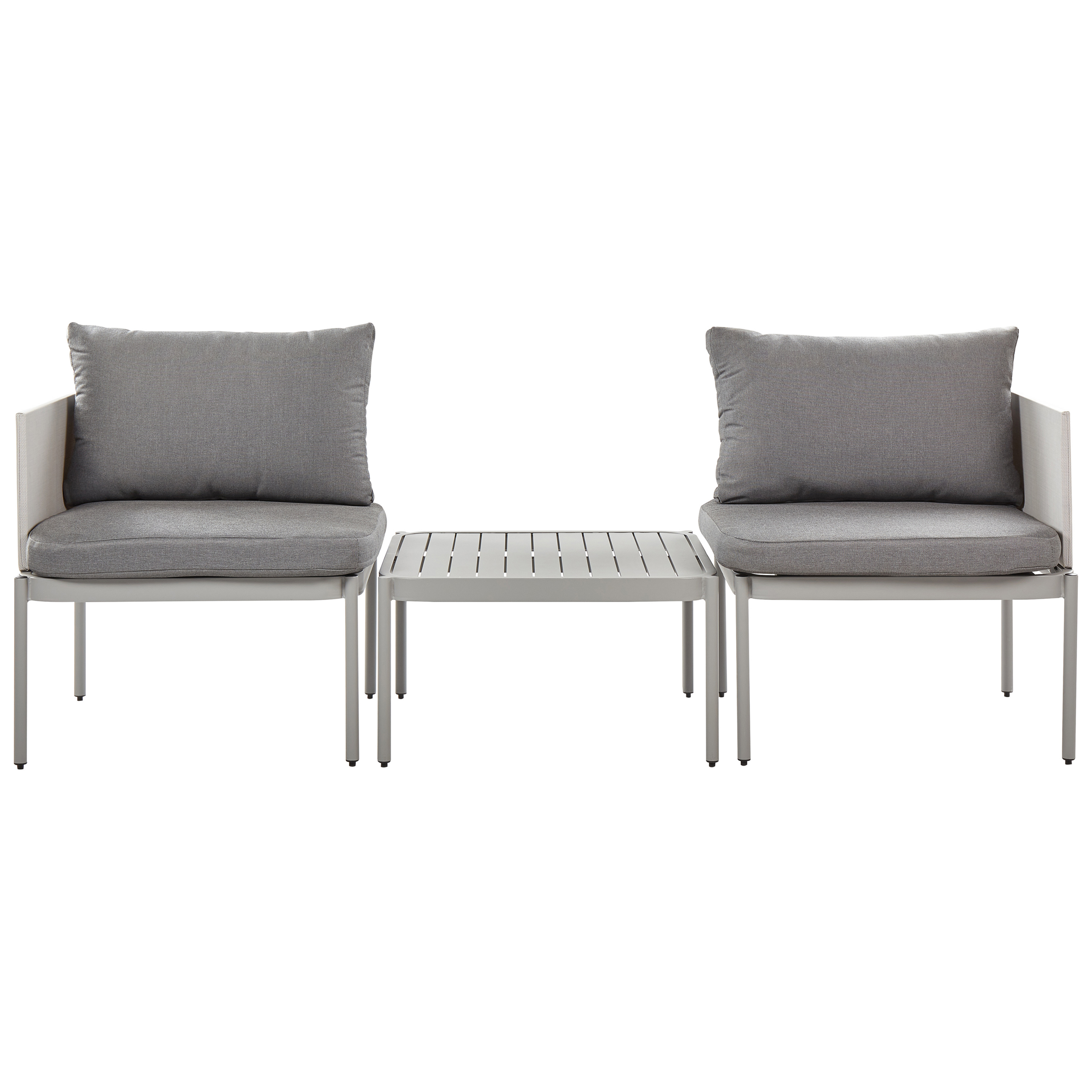 Loungesæt med bord 2 personers TERRACINA Metal Lysegrå