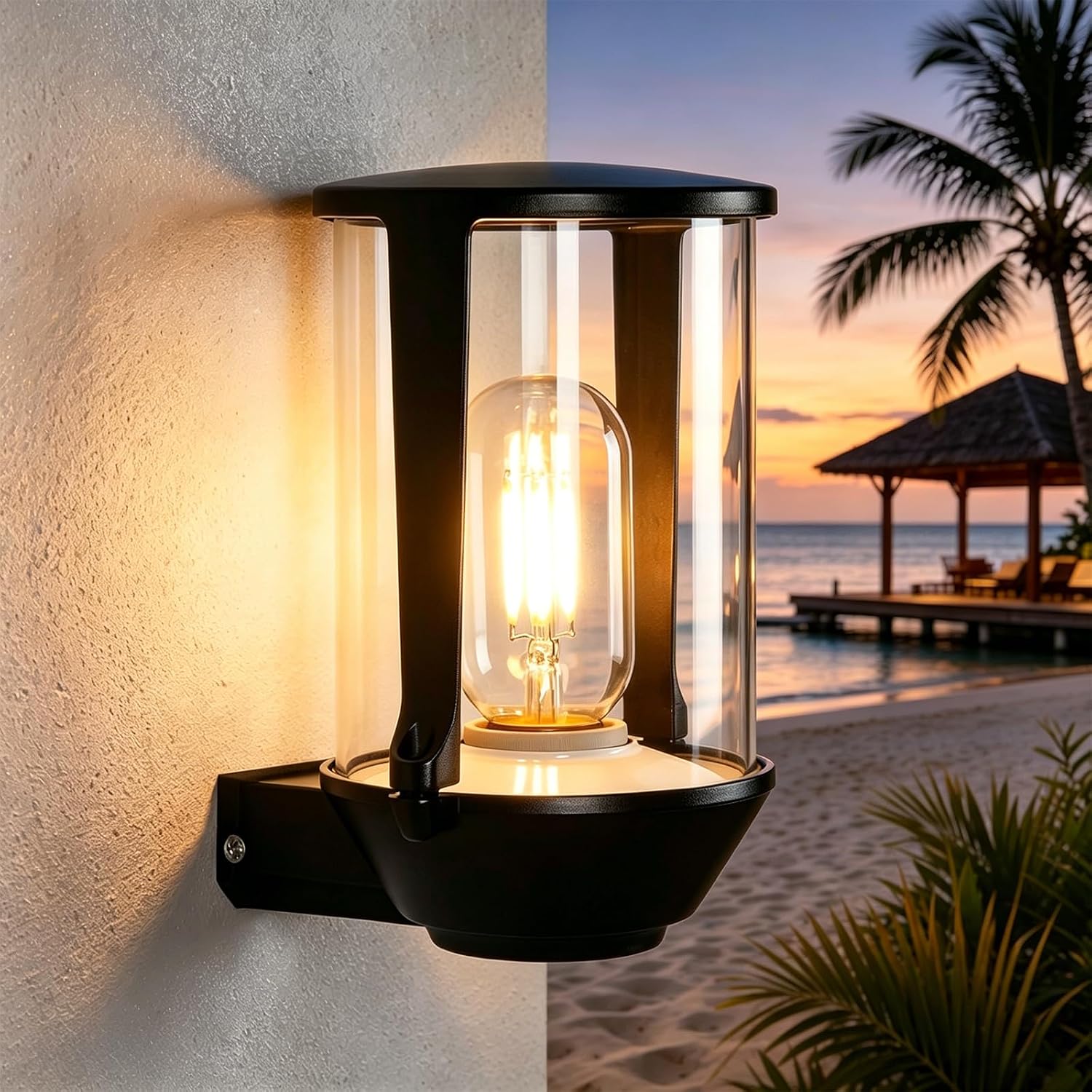 NETTLIFE IP65 E27 sort LED udendørs væglampe, vandtæt lampe til husfacade, have, altan, maks. 40W (pære medfølger ikke)