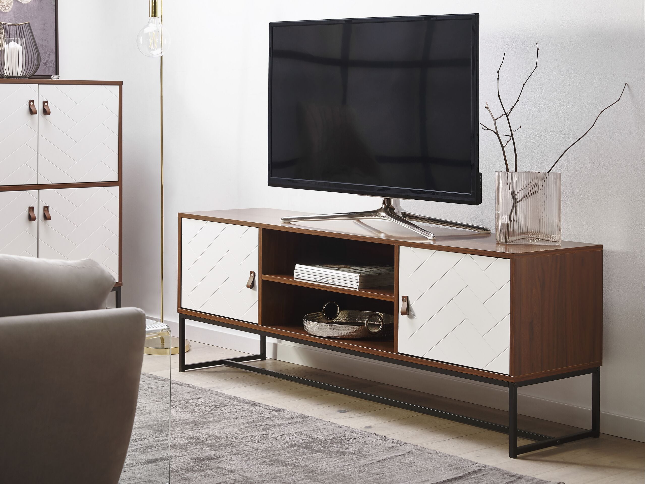 TV-bord NUEVA Mørkebrun/hvid