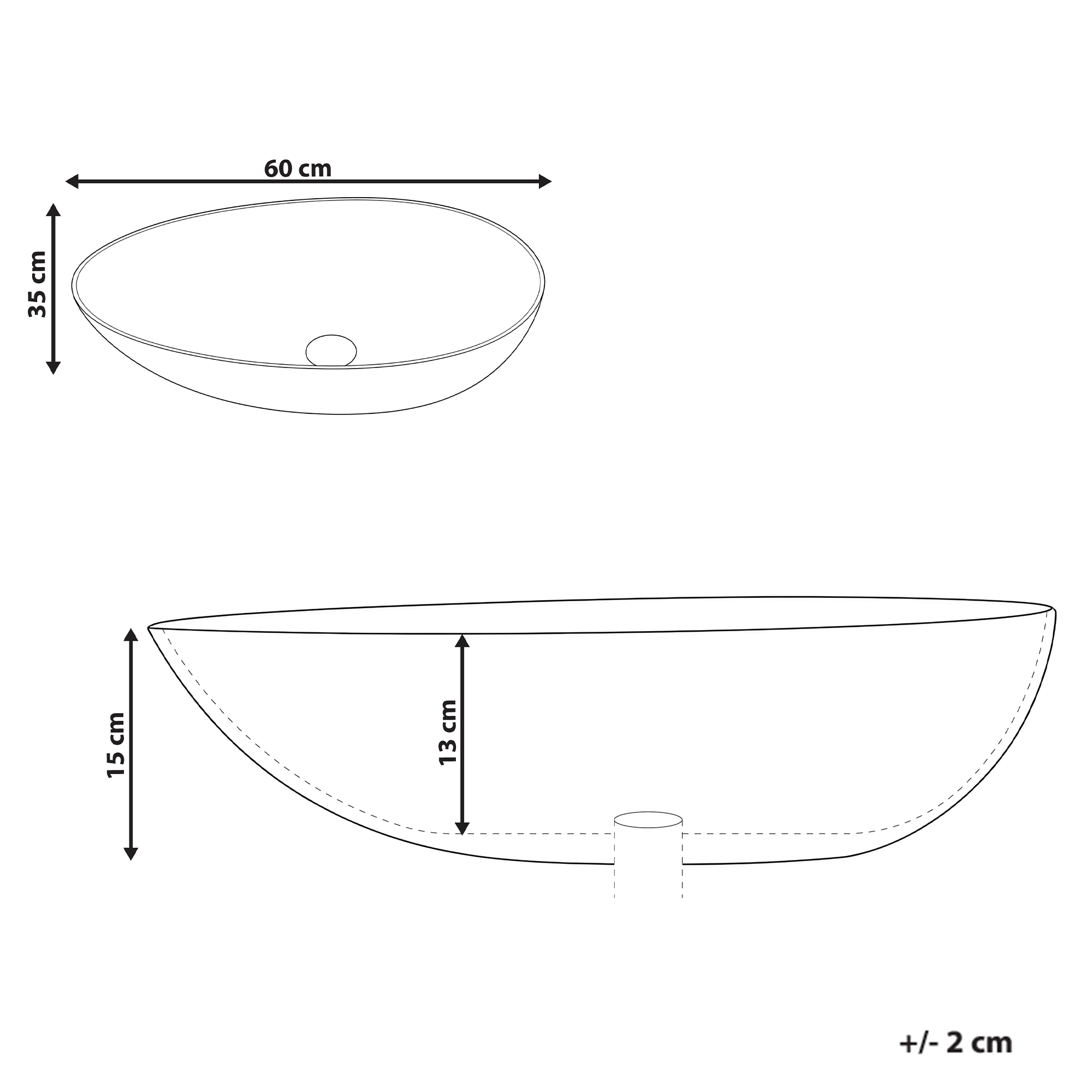 Vask til bordplade SAUZAL 60 x 35 cm Hvid