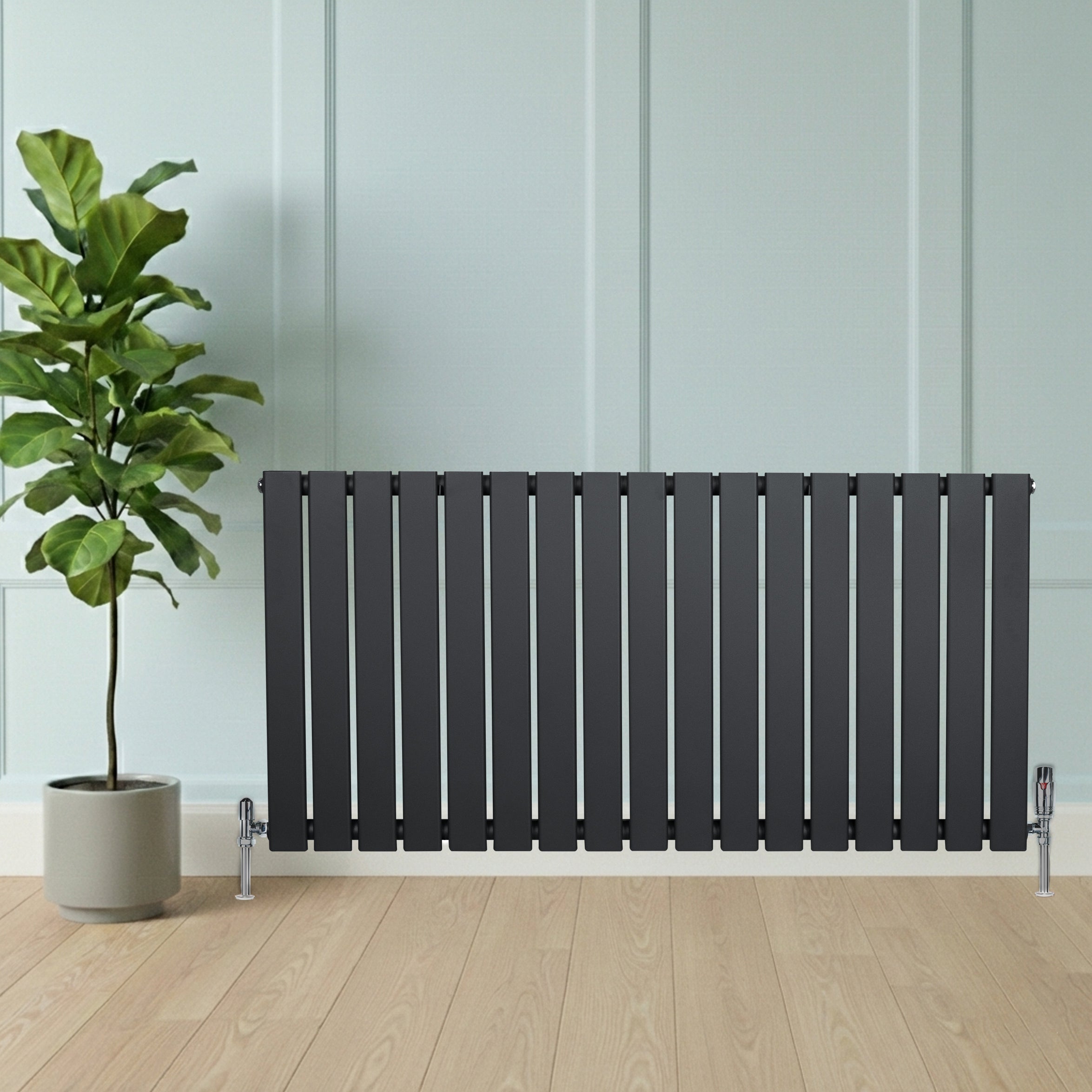 Flad enkeltsøjle radiator - 600 x 1190 mm - antracitgrå