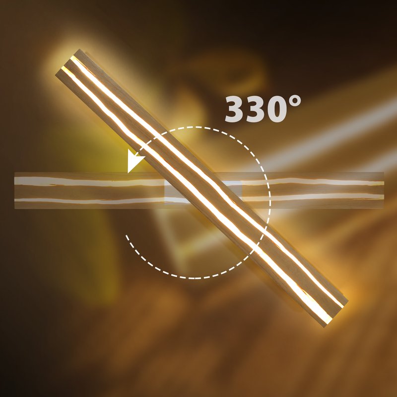 NETTLIFE LED-væglampe i træ, 80 cm, 13 W varm hvid 3000 K, moderne (pærer medfølger)