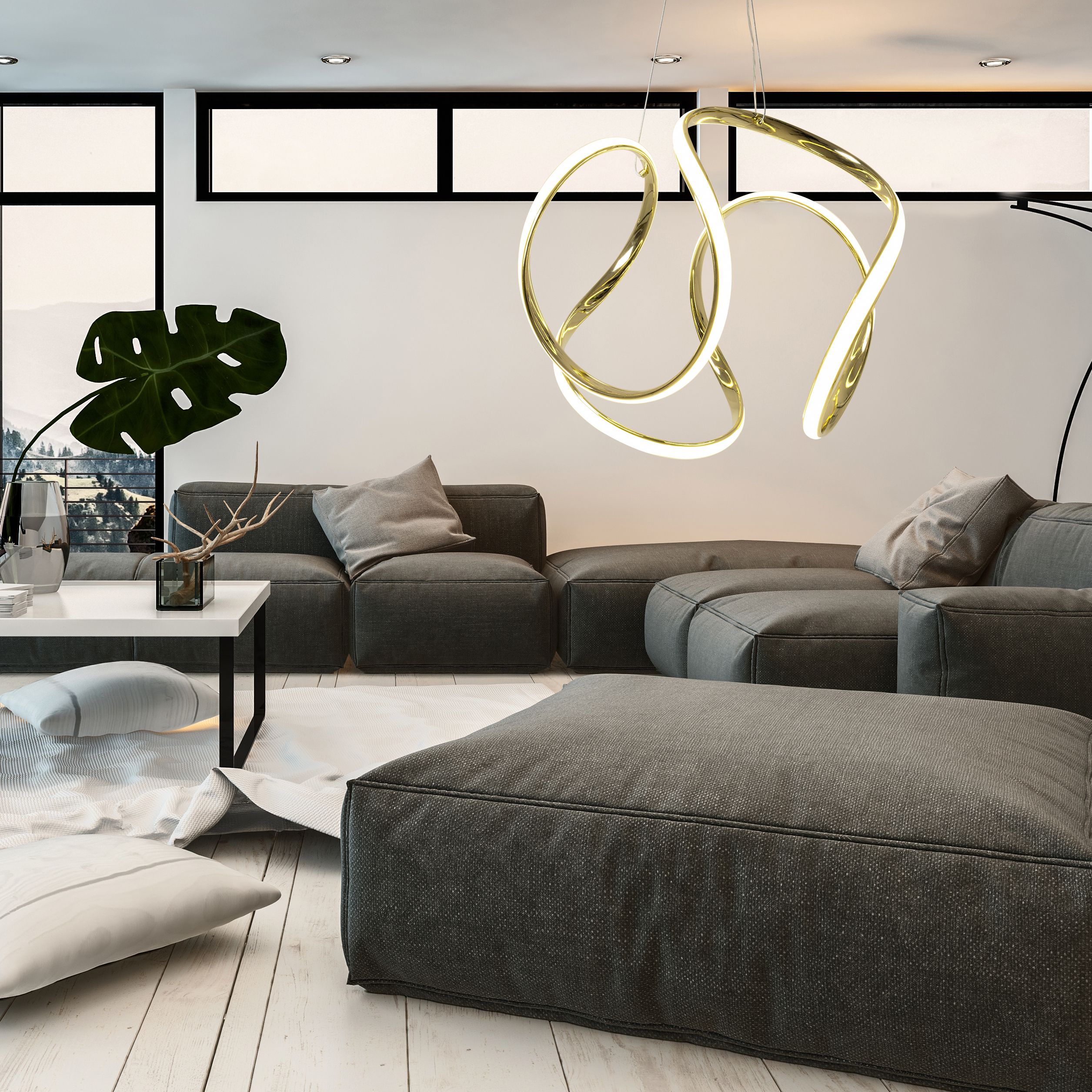TOOLIGHT hængende loftlampe APP386-CP LED Guld 33,5x44,5x90cm