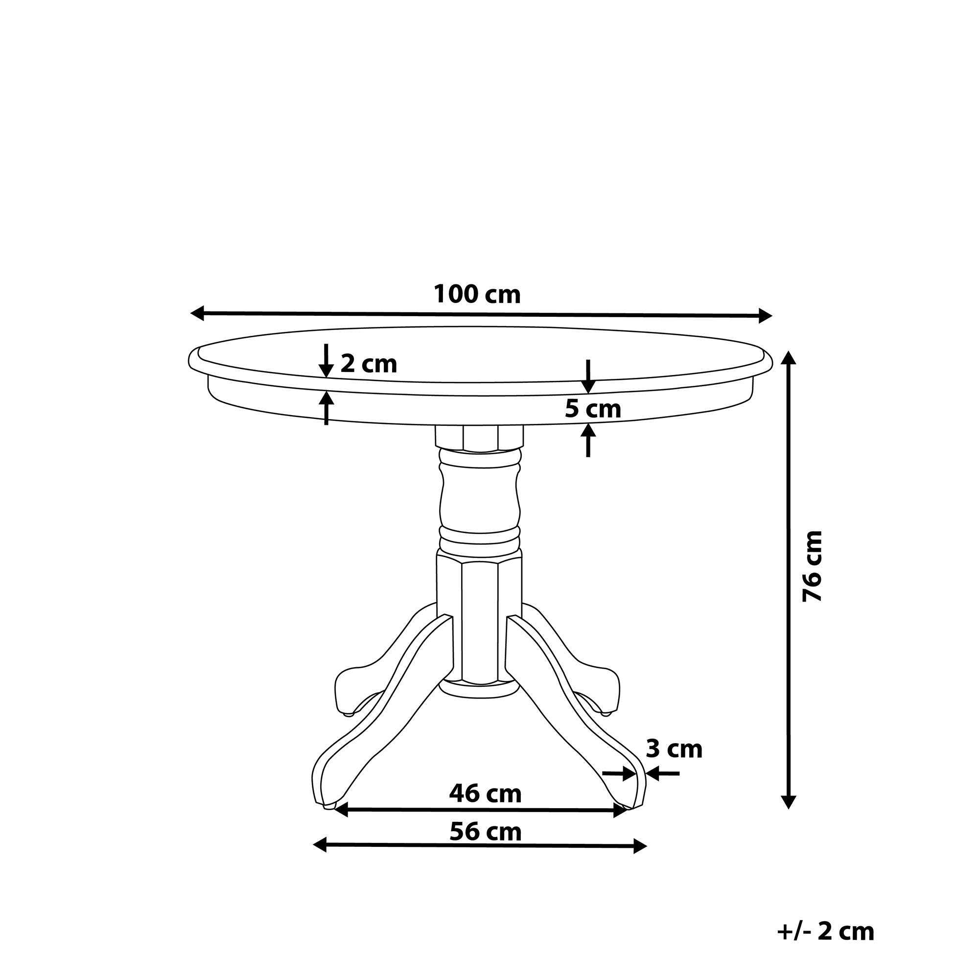Spisebord AKRON Hvid 100 cm 100 cm