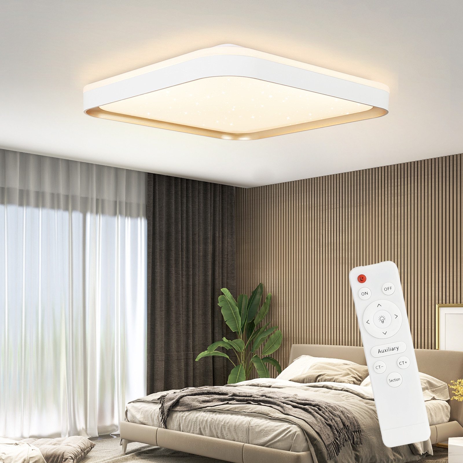 NETTLIFE LED - loftslampe, dæmpbar soveværelseslampe med fjernbetjening 30 cm moderne køkkenlampe 32W firkantet, stuelampe